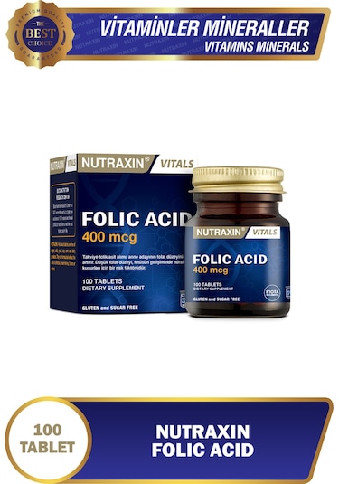 Nutraxin Folik Asit 400 Mcg 100 Tablet