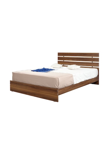 Pasifichome Huga Çift Kişilik Ahşap Karyola Ceviz 180 Cm / Başlıklı Karyola