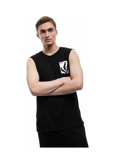 Koton Bisiklet Yaka Pamuklu Yaz Baskılı Kolsuz Atlet Siyah 5sam30022mk Siyah