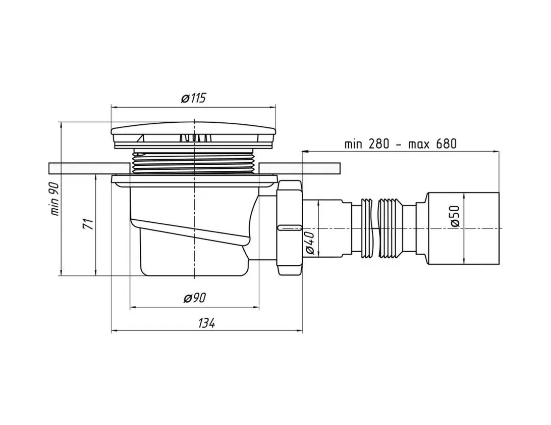 Vaterlinia Duş Teknesi Sifonu 90 Mm 122508795