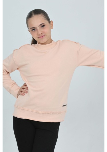 Toontoy Kız Çocuk Happen Nakışlı Sweatshırt Pudra