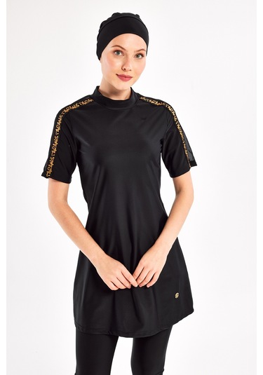 Uv Korumalı Yarı Kapalı Tesettür Mayo 1604 Siyah08 Siyah08