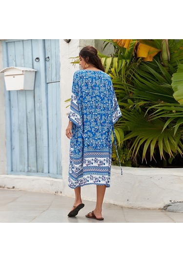 Kadınlar Plaj Tatili Baskılı Şal Bikini Güneş Korumalı Pareo Dress Çok Renkli