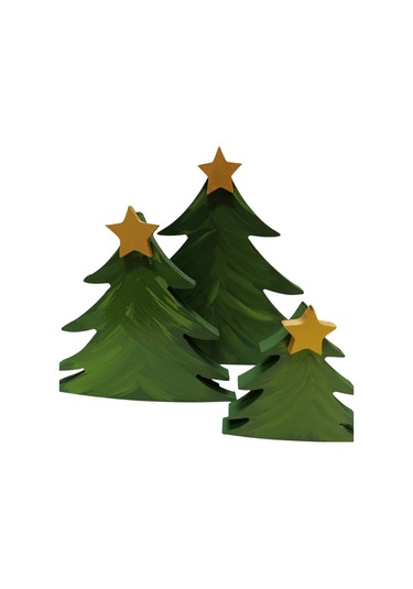 3lü Yılbaşı Ağacı Ahşap Dekor - Yılbaşı, Noel, Özel Etkinlik