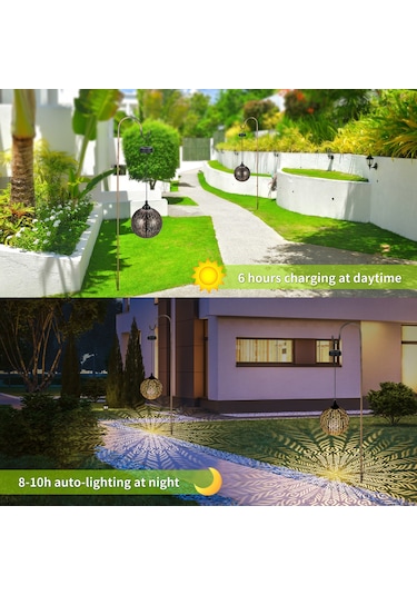 Yaozixa "güneş Enerjili Bahçe Lambası - Su Geçirmez, Otomatik Açma/kapama, Dekoratif Asılı Aydınlatma" Sıcak Beyaz