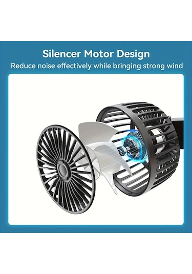 Willowhaven Siyah Fanlı Ultra Sessiz Araç Fanı Çift Fanlı 360 Derece Dönebilir Katlanır Taşınabilir