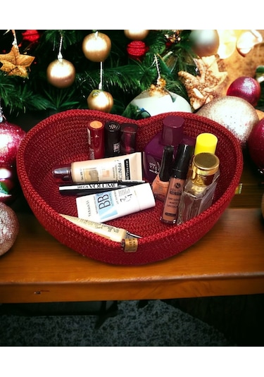 Hasır Sepet, Tasarım Kalp Sepet, Dekoratif Sepet, Dekor Sepet, Saklama Kutusu, Hediyelik Sepet 001