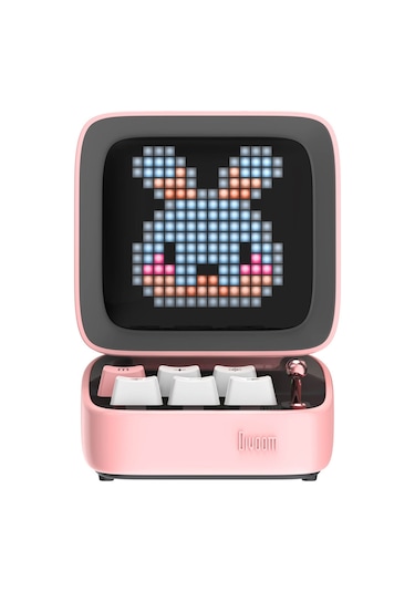 Divoom Ditoo-Mic Pembe Karaoke Mikrofonlu Piksel LED Ekranlı Uygulama Kontrollü Akıllı Bluetooth Hoparlör