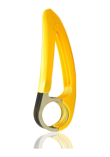 Fosenze Stahl Gıda Dilimleyici Mutfak Aleti - Muz, Salatalık, Sosis 6 Adet Eşit Dilimler Hızlı Kesim - Sarı Sarı