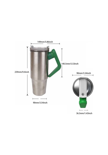 Geeksen 304 Paslanmaz Çelik Buzluk Bardak, 8 Saat Isı/36 Saat Soğuk Saklama, Döner Saplı Taşınabilir, 900ml Gümüş Siyah