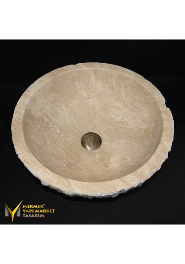 Traverten Doğal Patlatma Çanak Lavabo