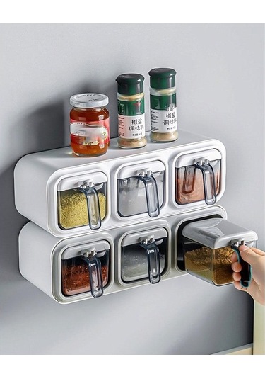 Pazly Duvara Monte Baharat Raf Saklama Kutusu Şeker Kavanozu Tuz Şişesi Seti 2 Gıda Sınıfı Pp Pet Modern Baharatlık Ve Biberlik Diğer