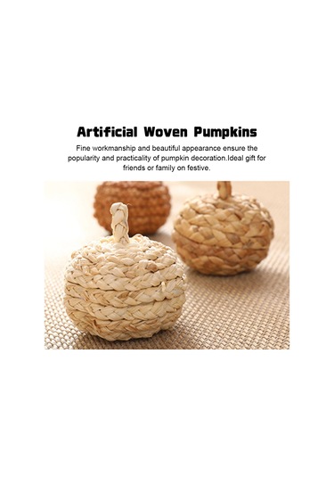 Qingmipy Hasır Örgü Balkabağı Dekoru İç Ve Dış Mekanlar İçin Şık Ve Dayanıklı Sonbahar Aksesuarı Kahve