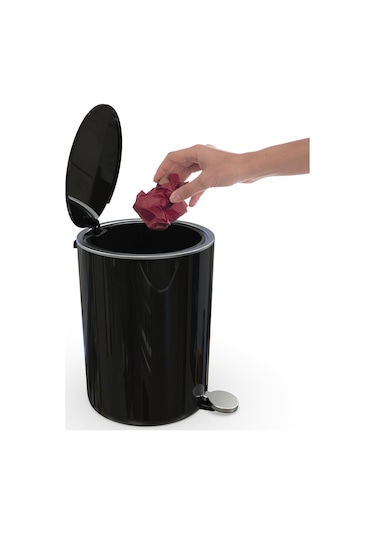 Primanova Lenox Pedallı Çöp Kovası Siyah 5 Lt Siyah
