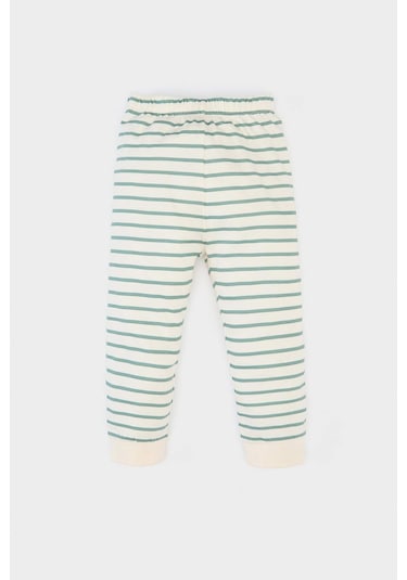DeFacto Erkek Bebek Pijama Takımı Baskılı Kısa Kollu Penye Üst Çizgili Uzun Alt E0757A525SMGN382 Yeşil