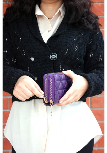 Çanta Sepetim Kapitone Cüzdan El Çantası - Mor