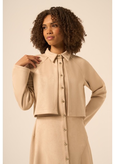 Ftz Women Kadın Scuba Süet Bolerolu Elbise Beige 31255 Beige