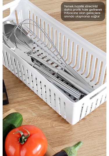 4'lü Modüler Kaşıklık Seti - Mutfak Düzenleyici Çekmece İçi Organizer Bıçaklık Kepçelik Beyaz Beyaz