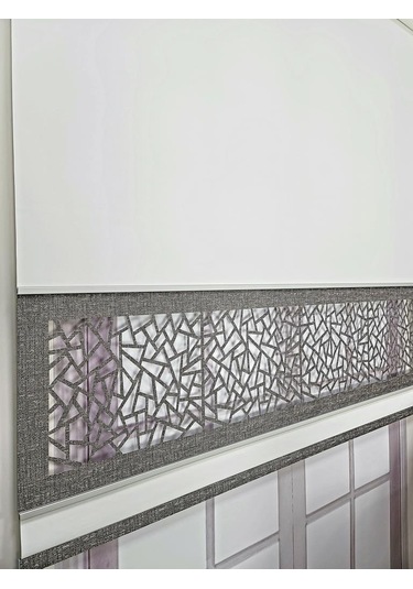 Yeni Nesil Çift Renk Lazer Stor Perde Mat Kalın Kumaşlı Renk Seçenekli Beyaz-gri