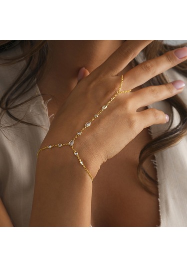 925 Ayar Gümüş Mekik Damla Ve Yuvarlak Zirkon Taşlı Şahmeran Altın