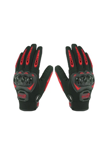 Erkek Ve Kadın Motosiklet Eldiveni - Kaymaz, Nefes Alabilir, Dokunmatik Uyumlu, Diz Koruma, Siyah-kırmızı M