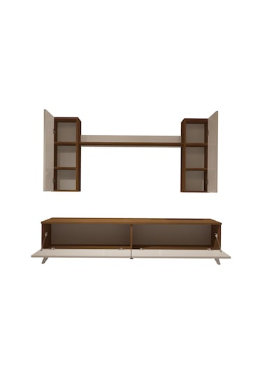 Decoraktiv Eko 5d Mdf Std Retro Tv Ünitesi Tv Sehpası - Ceviz Beyaz Ahşap - Beyaz