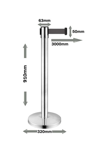 Takım Siyah Şeritli Paslanmaz Şerit Bariyer Yönlendirme Bariyeri 3 M
