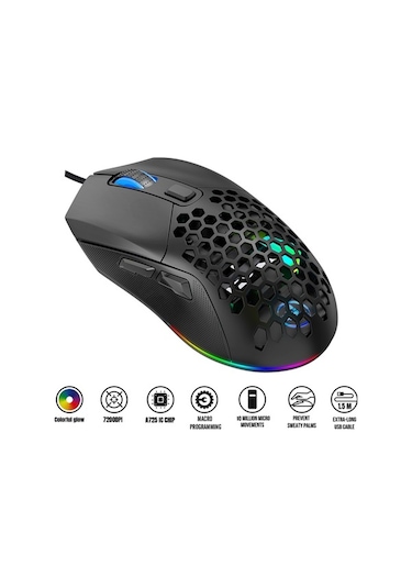 Novahub X300 Rgb Oyun Faresi: 7200 Dpı, 6 Prg. Tuş, Makro, Ergonomik 001