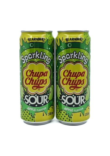 Chupa Chups Sparkling Sour Apple Flavour - Ekşi Yeşil Elma Aromalı Gazlı İçecek 330 Ml 2 Adet