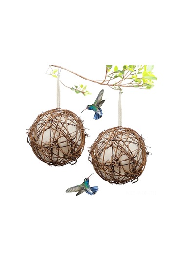 Neevoyu Doğal Rotang Ve Pamuk Kuş Yuvası, 10cm Kuş Oyuncakları, Kumaş Yeme Topu, Evcil Kuşlar İçin El Yapımı Asa Yuvası