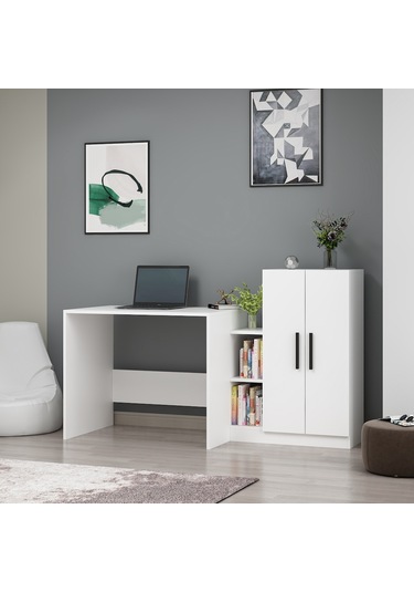 Dekorosso Dekorosso Stic Dolaplı Çalışma Masası Beyaz