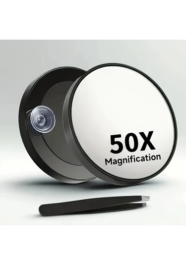 Fochsia Güçlü Vantuzlu 3.5 İnç Büyüteçli Seyahat Makyaj Aynası - Kaş Ve Kirpik İçin Kompakt Siyah Tasarım Siyah