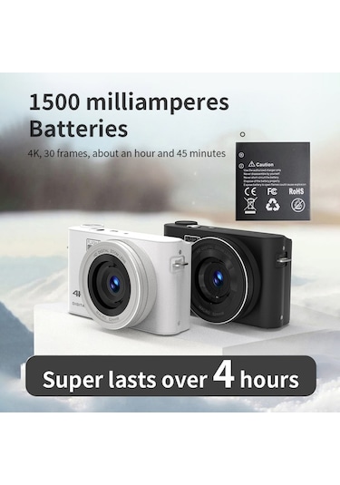 Hallow 4k Dijital Kamera Dijital Video Kamera 64mp 3 İnç Ips Beyaz