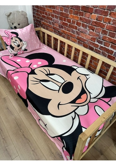Pembe Mini Dijital Baskı Kapitone Pike Takımı