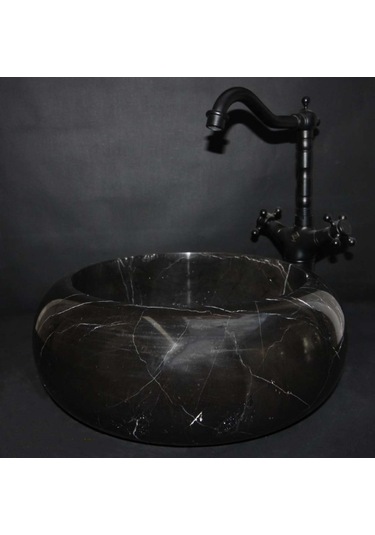 Toros Siyah Mermer Midi Bombeli Lavabo