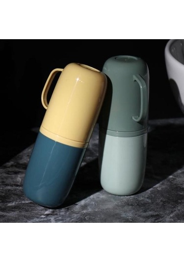 Sarı Seyahat Yıkama Fincan Taşınabilir Uygun Plastik Hafif Seyahat Diş Fırçası Bardağı Seyahat İçin Kılıf Sarı