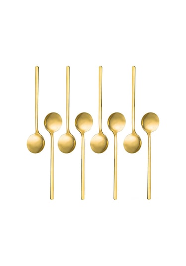 Kosona 8 Adet Gümüş Kaplama Paslanmaz Çelik İtalyan Stil Kahve Kaşığı, 13.5 Cm Mini Çay Kaşığı, Kahve, Tatlı, Dondurma İçin Uygun Altın