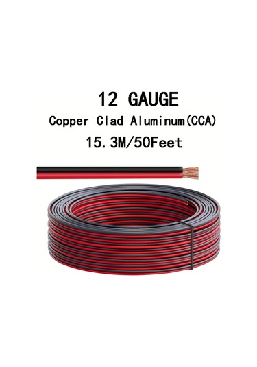 Globalbloom 12 Awg 602.36 İnç Kırmızı Siyah Bakır Kaplı Alüminyum Hoparlör Kablosu