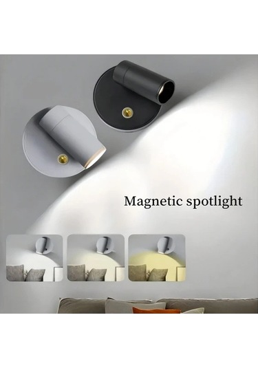 Fastbuy Siyah Usb Şarjlı Dokunmatik Kontrollü Ayarlanabilir 360 Dönen Manyetik Led Gece Lambası Siyah