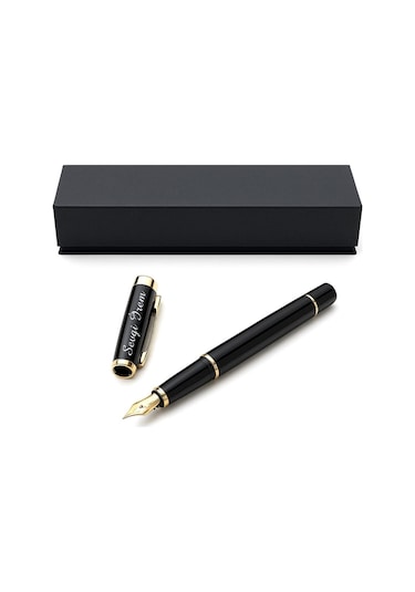 Kişiye Özel İsim Yazılı Premium Dolma Kalem Şık Hediye Kutulu Siyah