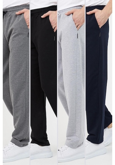 MMetalic Çok Renkli Erkek Düz Paça Rahat Kesim 4'lü Eşofman Altı Paketi