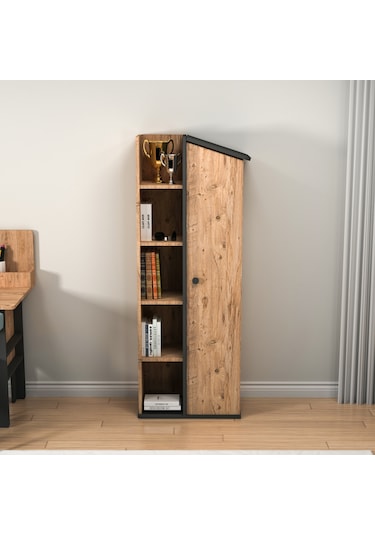 Arnetti Valerin Kitaplık Raflı Kitaplık Atlantik Çam Antrasit