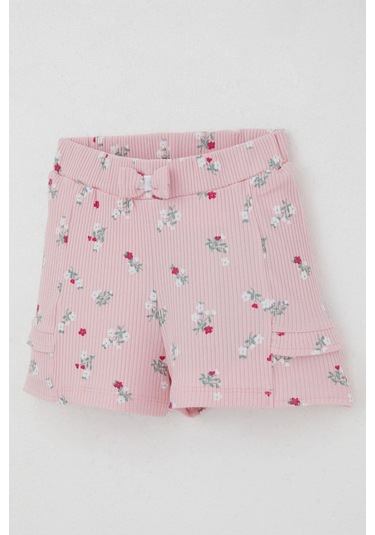 Breeze Kız Bebek Şortlu Takım Çiçek Baskılı Kelebek Nakışlı Düğme Aksesuarlı 6 Ay-2 Yaş, Ekru Ekru