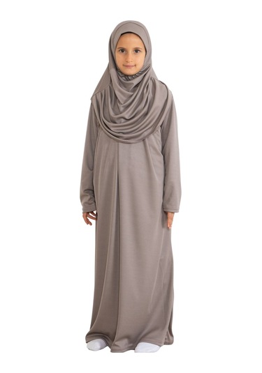 İki Parça Çocuk Elbisesi Seti Eşarp İle Takım Taba