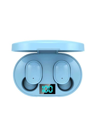 E6s Led Ekran Tws Kablosuz Bluetooth Kulaklık Mavi