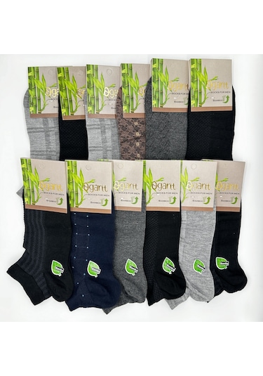 Bambu Erkek Patik Dikişsiz Çorap 12'li Çok Renkli