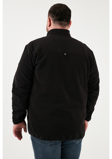 Buratti  Regular Fit Anti-Pilling Büyük Beden Dik Yaka Kışlık Şardonlu Erkek Polar 5906001B Siyah