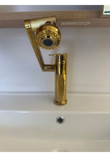 Boheme Fleko Akrobat Hareketli Çok Fonksiyonlu Lavabo Bataryası Gold