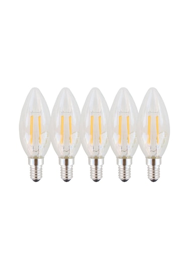 Rustik Mum Dekoratif Led Ampul 4w E14 5 Adet Gün Işığı