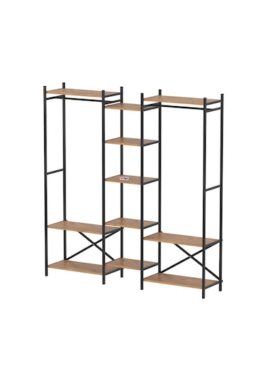 10 Raflı Metal Gardırop Metal Portmanto Açık Gardırop Elbise Dolabı Vestiyer Openix Çam